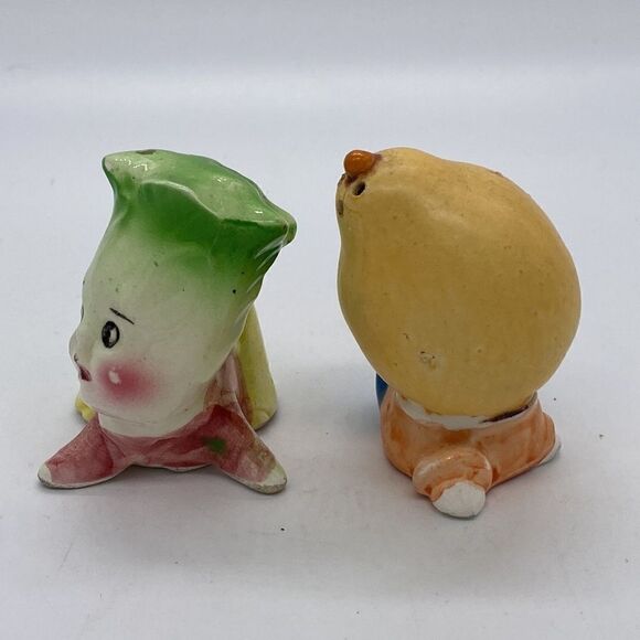 Vintage Japan Anthropomorphic Baby Vegetable Salt and Pepper Shakers - Picture 4 of 7